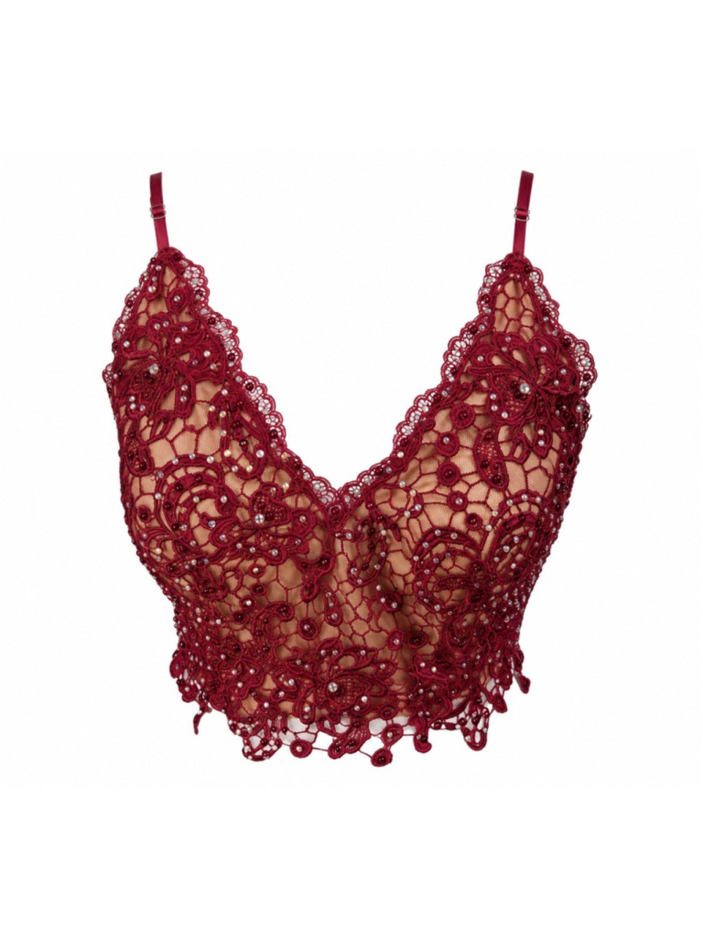 Madison James Burgundy Beaded Lace Corset Back Cami Top Size 10 Y2K Going Out